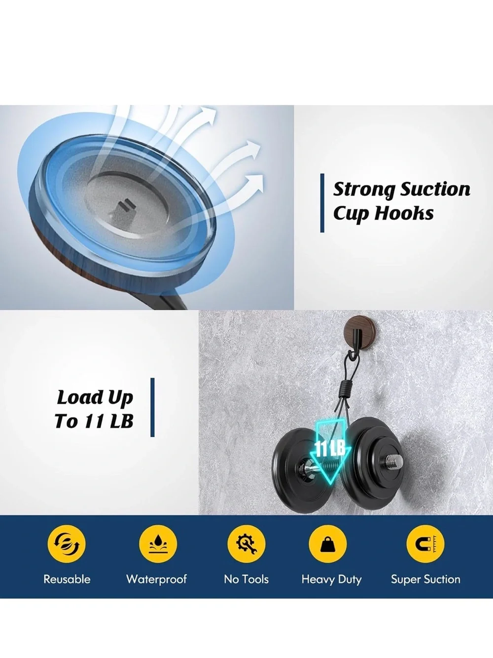 New Open Box 2Suction Cup Hooks for Shower, Shower Hooks Mounting on Glass Doors